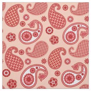 Tissu Paisley Motif, Shades of Coral Orange