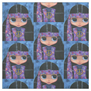 Tissu Paisley violette Hippie poussette avec la paix Sig