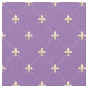 Tissu Pale Gold Fleur-de-Lis (petite échelle) violet