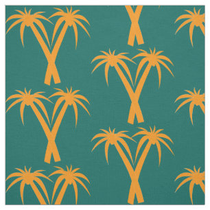 Tissu Palmiers rétro tropicaux d'Orange