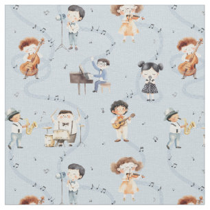 Tissu Panneau de note de groupe de musique scolaire Bleu