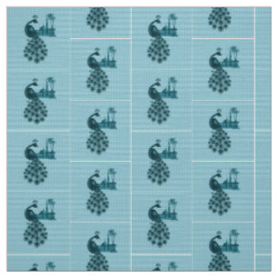Tissu Paon Bleu Romantique