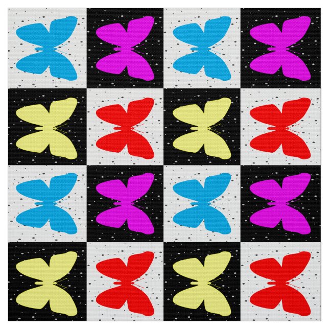 Tissu Papillon À damiers coloré (Échantillon)