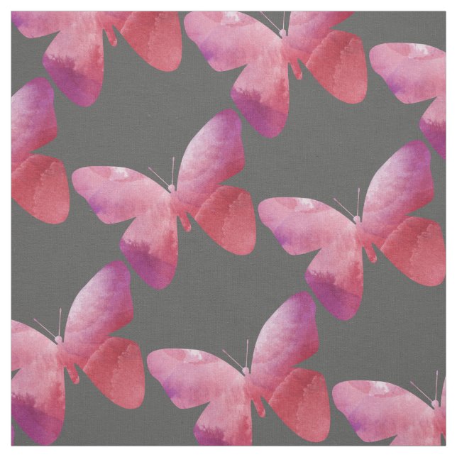Tissu Papillon blanc rose (Échantillon)