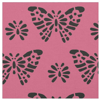 Tissu Papillon rose