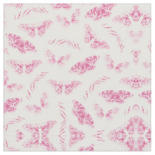 Tissu Papillons blancs rose Fille Motif d'aquarelle