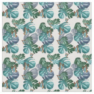 Tissu Papillons de Paradis Éclaboussure Tropicale en Ble