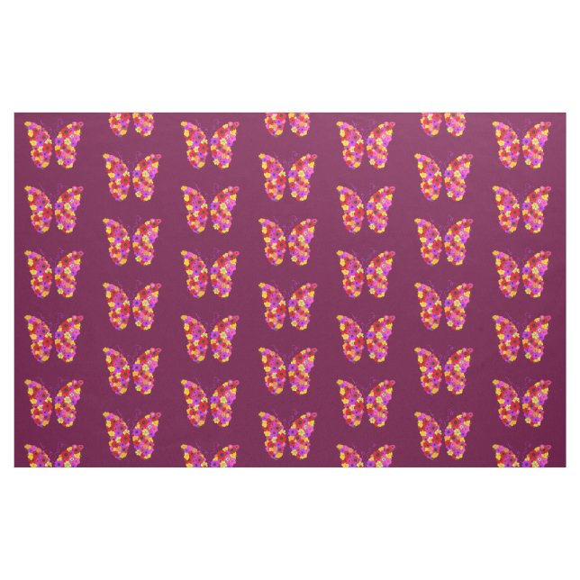 Tissu Papillons Motif sur le vin rouge (Fat Quarter)