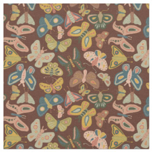 Tissu Papillons Papillons d'art populaire Bleu rose Brow