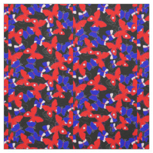 Tissu Papillons Patriotique Rouge Blanc Bleu
