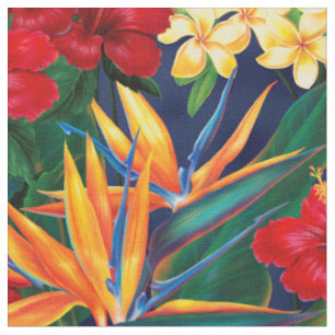 Tissu Paradis tropical Floral hawaïen - Petite échelle