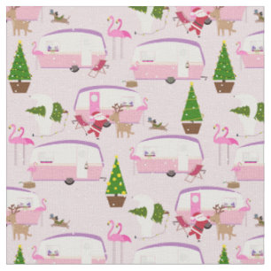 Tissu parc de remorques flamingo père Noël