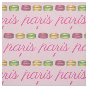 Tissu Paris France Français Cuisine rose Macaron Cookies