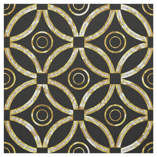 Tissu Parties scintillant moderne Gold & White Faux Moti (Échantillon)
