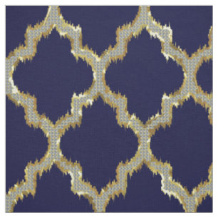 Tissu Parties scintillant Or Faux Quatrefoil Ikat avec d