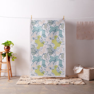 Tissu Pastel couleurs palmiers feuille et formes organiq