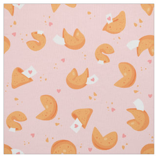 Tissu pastel pink fortune cookie love hearts lucky