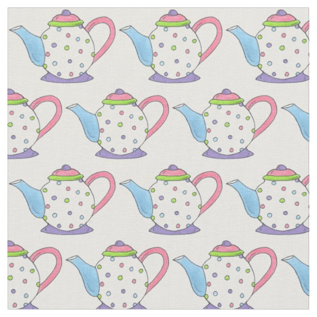 Tissu Pastel Polka Dot Ceramic Tea Party Pot Teapot (Fermer)