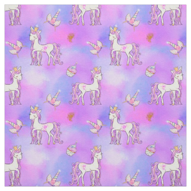 Tissu Pastel Rainbow et Pretty Unicornes (Échantillon)