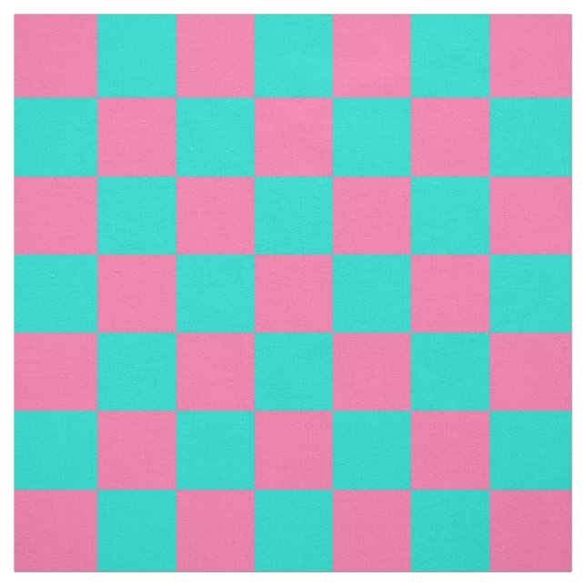 Tissu Pastel Turquoise Bleu Vert Et Rose Checker (Échantillon)