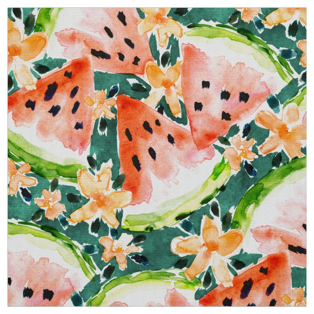 Tissu Pastèques d'aquarelle d'ÉTÉ de YUMMER (Échantillon)