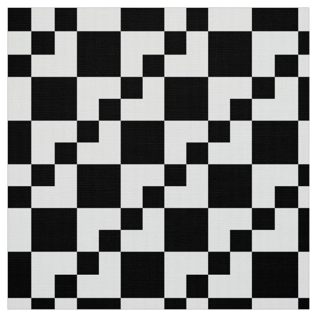 Tissu Patchwork Domino - Blanc sur Noir (Échantillon)