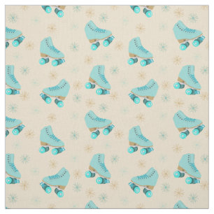 Tissu Patins à rouleaux à quatre roues rétro Turquois