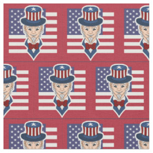 Tissu patriotique avec dessin animé d'oncle Sam