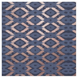 Tissu Patters de Bohemian Rose Gold Navy Blue Ikat