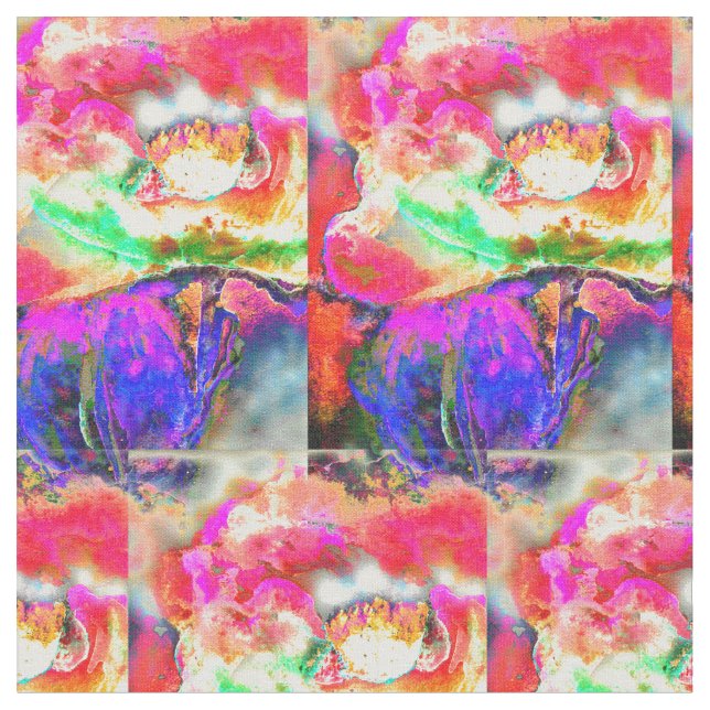 Tissu Pavot jaune fleuri Abstrait (Fermer)