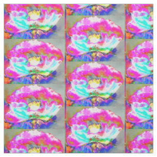 Tissu Pavot rose, aquarelle peinture florale