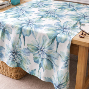 Tissu Pavots bleus persans himalayens Aquarelle