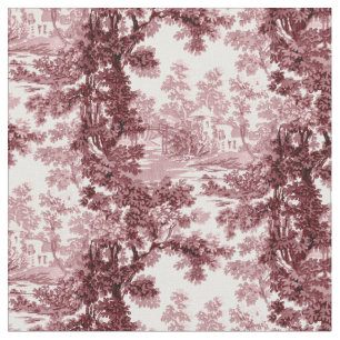 Tissu Paysage de la maison Vintage rose et blanc