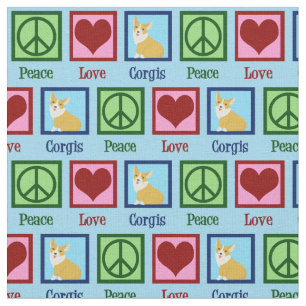 Tissu Peace Love Corgis