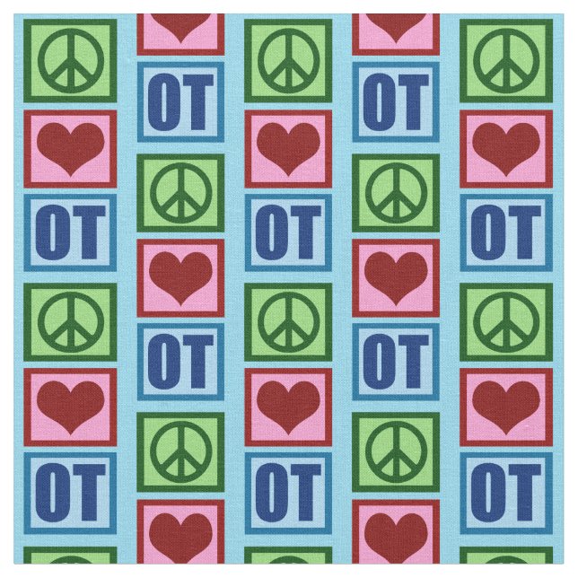 Tissu Peace Love OT Motif d'ergothérapie (Fermer)