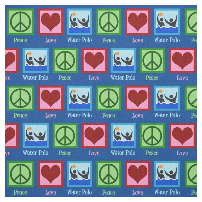 Tissu Peace Love Water Polo Team Blue (Échantillon)