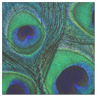 Peacock Feather Fabric - Green Turquoise Blue Navy