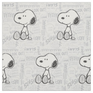 Tissu PEANUTS Snoopy en bandes dessinées Noir Blanc