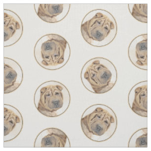 Tissu Pei Shar Pei Peinture Fawn Wrinkle Original Chien
