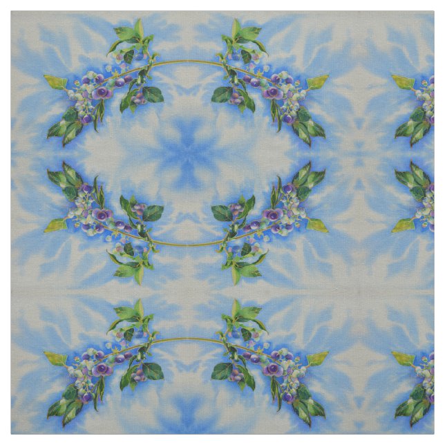 Tissu peinture à l'aquarelle de bleuet (Échantillon)