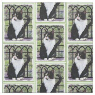 Tissu Peinture de chat de Tuxedo - Cute Original Cat Art