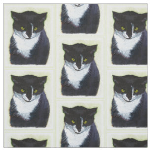 Tissu Peinture de chat Tuxedo - Cute Original Cat Art