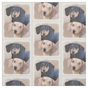 Tissu Peinture de Dachshund (Smooth) - Art original de c