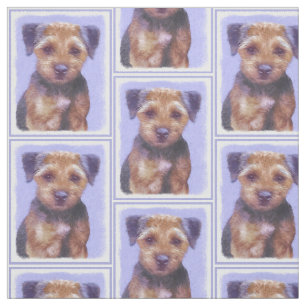 Tissu Peinture sur la frontière de Terrier - jolie art o