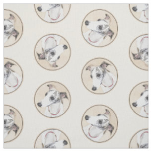 Tissu Peinture Whippet Brindle Blanc Original Chien Art