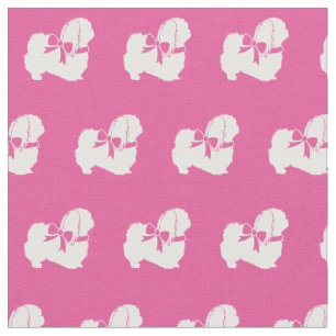 Tissu Pekingese Chien Silhouette Animal rose