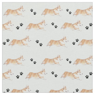 Tissu Pembroke Welsh Corgi, coureur de tissus d'art pour