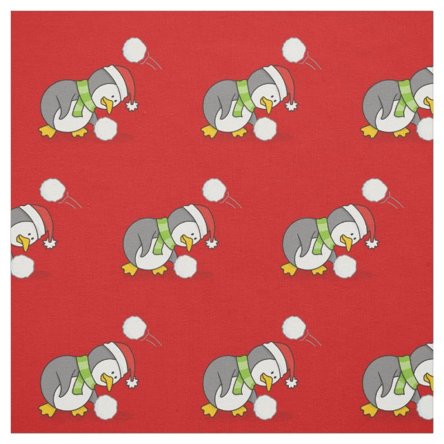Tissu Penguin de Noël Obtenir un Motif de boule de neige (Échantillon)