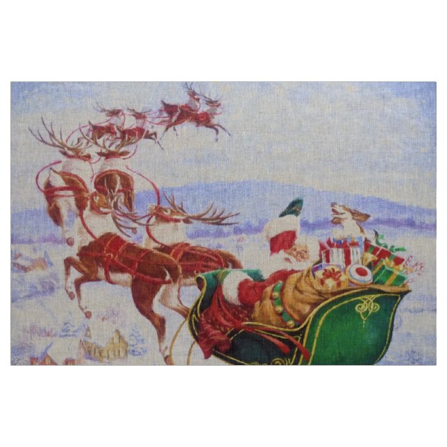 Tissu Père Noël avec le traîneau (Yard)