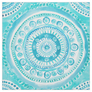 Tissu PERLES d'aquarelle de mandala de sirène de SAGESS